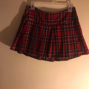 Royal Bones by Daang red plaid pleated skirt